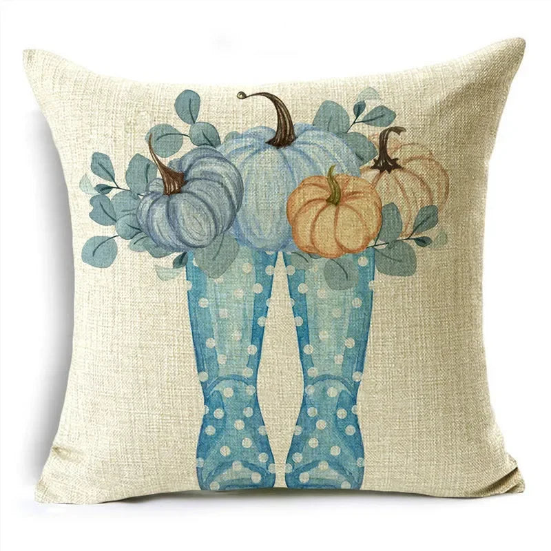 Big Blue Pumpkin Bike White Pillowcase Set for Home Decor - Axyaa