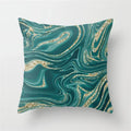Axyaa Teal Blue Geometric Pillow Cases with Letter Leaves Plant Print, Deer Animal Design.