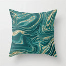 Axyaa Teal Blue Geometric Pillow Cases with Letter Leaves Plant Print, Deer Animal Design.