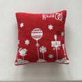 Axyaa Christmas Tree Snowflake Cushion Cover in Green and Red, Embroidered 45x45cm Square Pillowcase