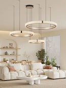 Axyaa Gold Rings LED Pendant Light for Home Living Room Bar Kitchen Chandelier