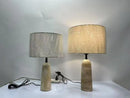 Axyaa Travertine Table Lamp with Fabric Lampshade & LED Bulb