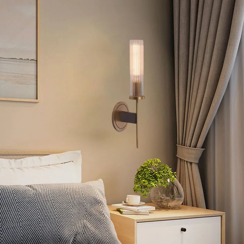 Axyaa Clear Glass Copper Wall Light for Living Room Bedroom Dining Room
