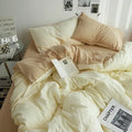 Axyaa Double Washed Cotton Bedding 4pc Set - High Quality Solid Color Premium Bed Linen