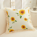 Nordic Sunflower Cotton Linen Pillowcase by Axyaa - Soft Cushion Cover for Home Sofa