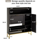 Axyaa Shoe Storage: 2 Flip Drawers, Side Cabinet, LED Light, Charging Station