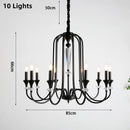 Axyaa Black Iron Crystal Chandelier Candle Lamp for Country Living Room