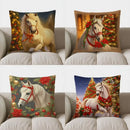 Axyaa White Horse Decorative Throw Pillow Cover