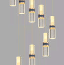 Axyaa Crystal Chandelier Stair Pendant Living Room Light Modern Interior Lighting