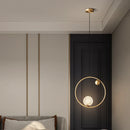 Axyaa Gold Brass LED Chandelier - Contemporary Copper Hanging Light