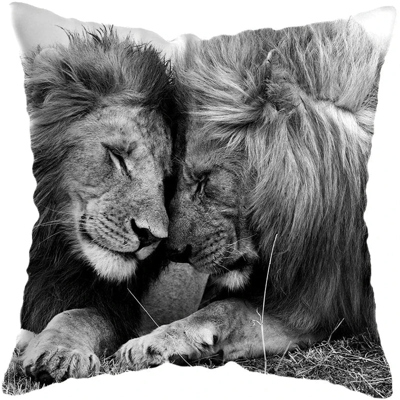 Wild Animals Lions Tigers Cushion Cover - Axyaa Luxury Home Decor