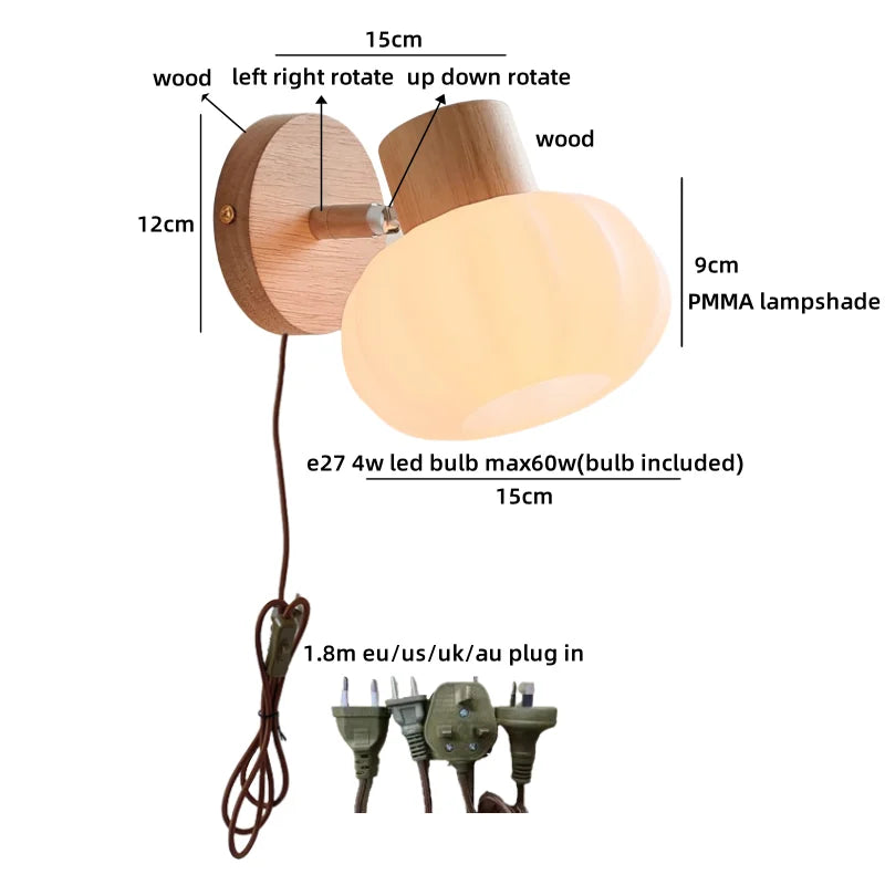 Axyaa White Pumpkin LED Wall Sconce Light for Children's Bedroom Decoration