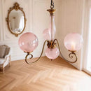 Axyaa French Retro American Style Pink Glass Ball Pendant Light for Living Room and Master Bedroom