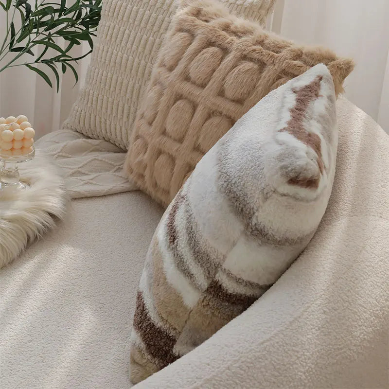 Nordic Retro Plush Cushion Cover for Home Decor - Axyaa