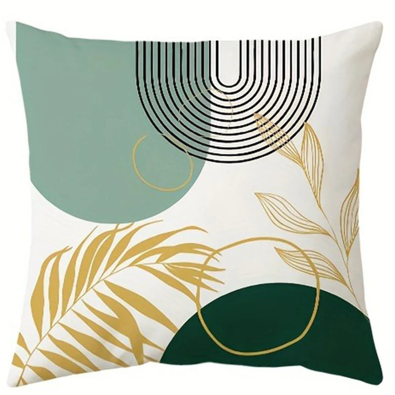 Axyaa Geometric Leaf Pattern Pillowcase for Living Room Sofa and Bedroom Décor