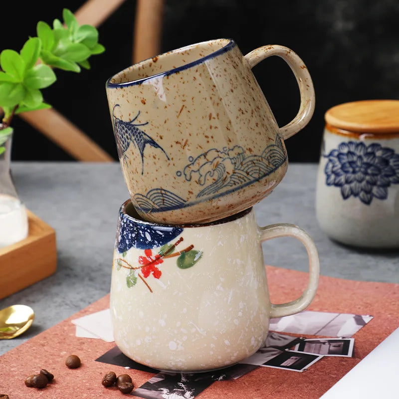 Axya Retro Ceramic Coffee Mug 380ml - Japanese Style Tea Cup Home Tumbler Gift