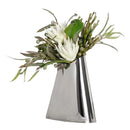 Axyaa Silver Trapezoidal Metal Vase for Home Decoration