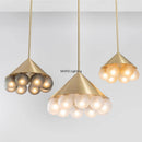 Axyaa Gold Cone Pendant Chandelier Modern Bubble Glass LED Hanging Lamp