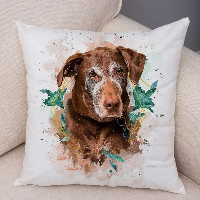 Axyaa Watercolor Dog Pillow - Cozy Pet Animal Pillow for Home Sofa