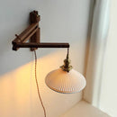 Axyaa Walnut Wood Wall Lamp: Japanese-inspired Vintage Foldable Bedside Accent