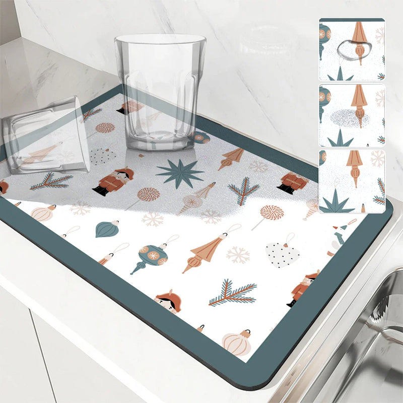 Axyaa Christmas Gingerbread Pumpkin Absorbent Drying Mat