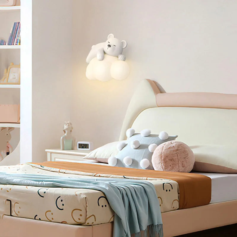 Axyaa Cloud Wall Light: Children's Room Bunny Lamp for Bedside Night, Student Eye Protection