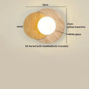 Axyaa LED Wall Light White Glass Wood Yellow Travertine Japan Style