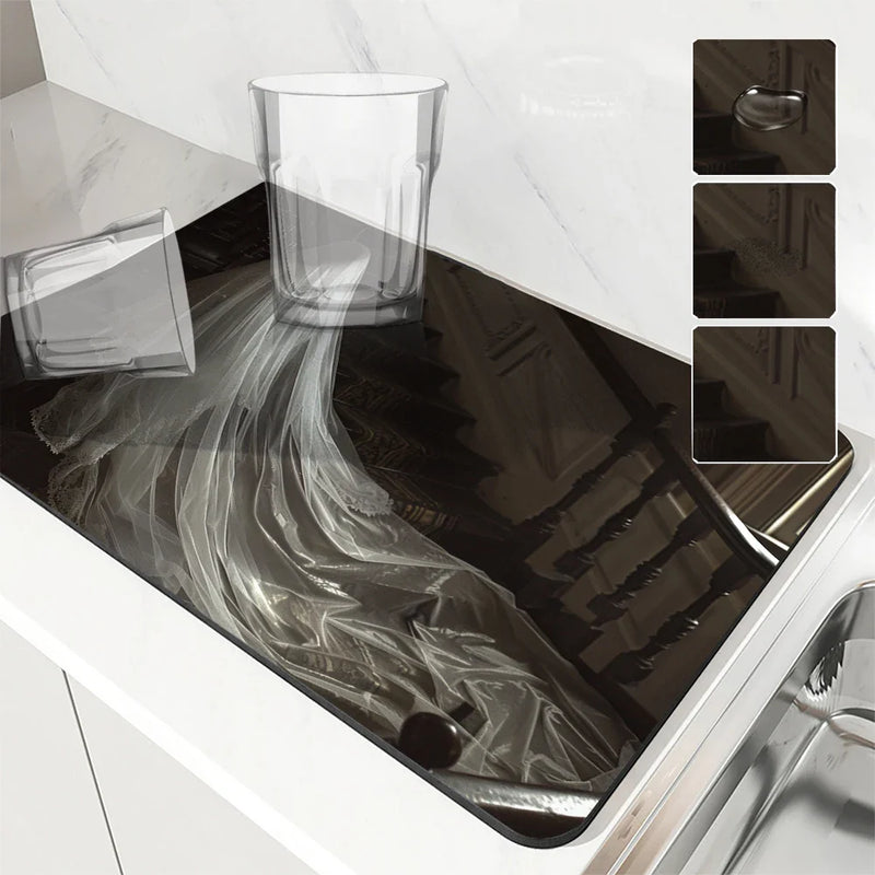 Axyaa Ghost House Absorbent Anti-slip Dish Mat