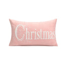 Axyaa Christmas Pink Elk Snow Wreath Velvet Pillowcase for Home Decor