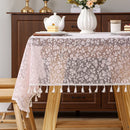 Axyaa French Floral Tassels Jacquard Lace Tablecloth - Elegant Art Decoration