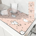 Axyaa Watercolor Polka Kitchen Drying Mat - Quick Dry Dish Draining Pad