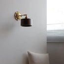 Axyaa Industrial LED Wall Sconce Lights Plug In Black Walnut Wood Vintage Style
