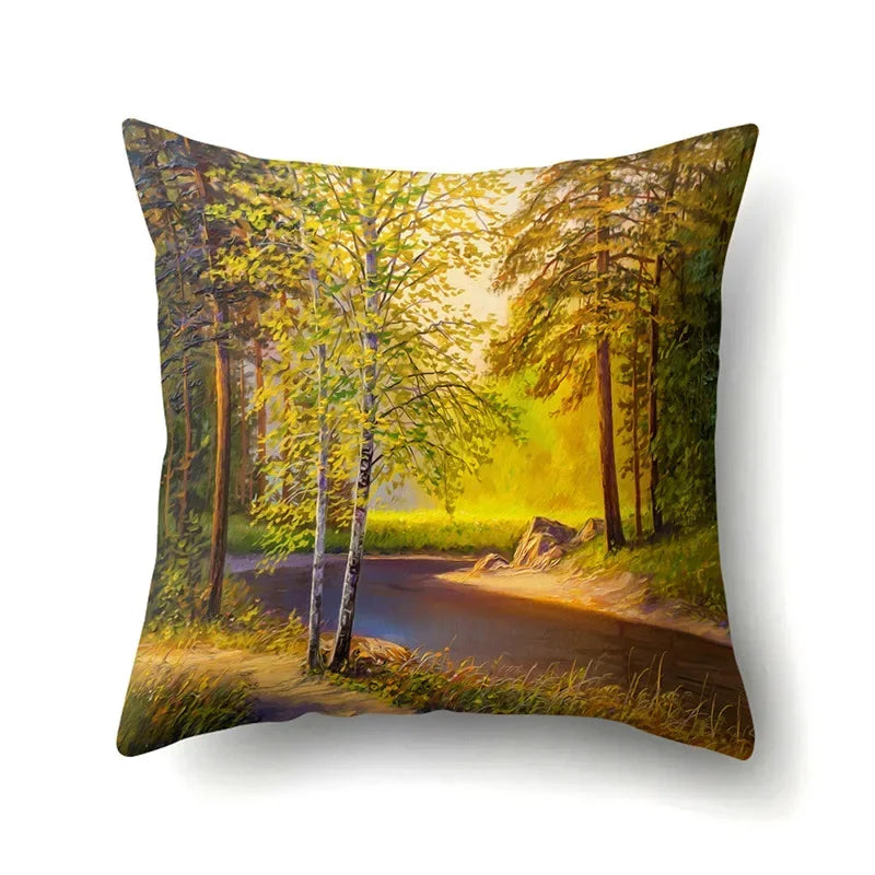 Axyaa Snowflake Christmas Cushion Cover 45*45cm - Four Seasons Scenery Decoration Pillow Case