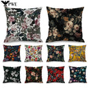 Axyaa Night Rose Linen Pillowcase - Decorative Floral Pillow Covers for Home Decor