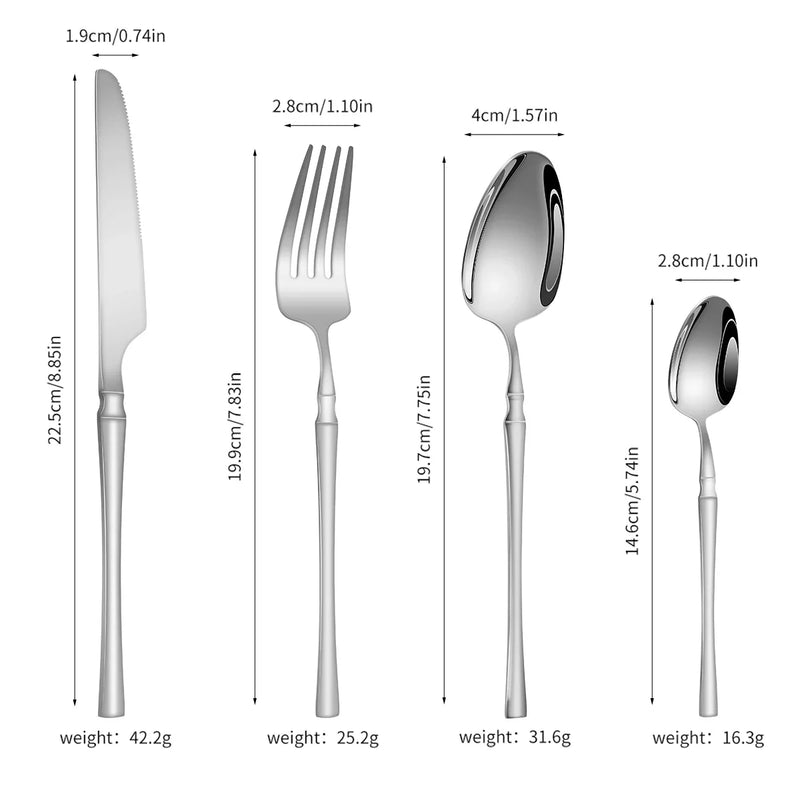 Axyaa Stainless Steel Cutlery Set - 24pcs, Steak Knife, Fork, Dessert Spoon