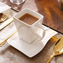 Axyaa Flora White Porcelain Coffee Cup and Saucer Set with Dessert Plates