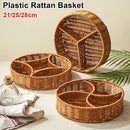 Axyaa Round Handwoven Rattan Basket with 3 Grids, 21/25/28cm