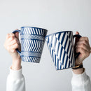 Axyaa Striped Ceramic Coffee Mug Set, 450ml