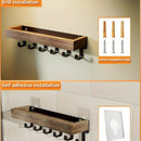 Axyaa Wall Mounted Shelf with Key Holder - Nordic Style Wooden Organizer
