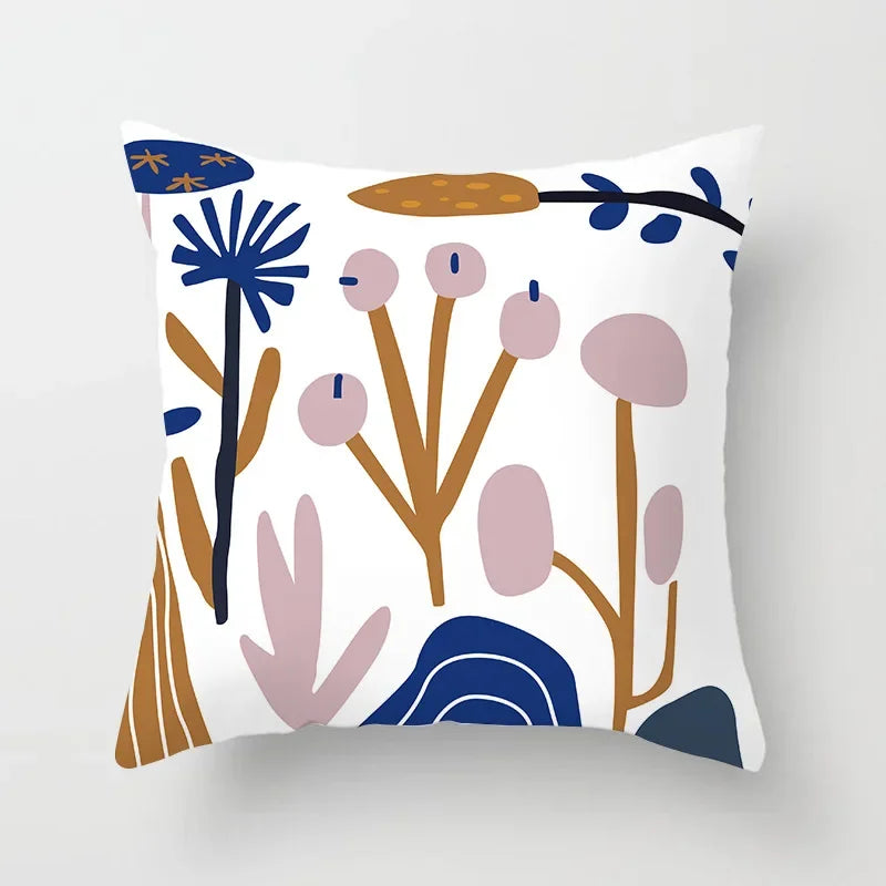 Abstract Geometric Mountain Pillowcase Blue Polyester for Sofa Hotel Office Seat Cushion Cover
