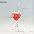 Axyaa Heart Stemmed Glass Cup: Creative Design for Cocktails, Smooth Ripple Straw, Bar Tool