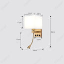 Axyaa LED Fabric Wall Light with Rotating Spotlight and USB Charging Port