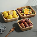 Axyaa Solid Wood Square Oak Salad Bowl - Modern Tableware for Fruit Desserts