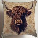 Axyaa Highland Cows Floral Pattern Pillow Cover for Sofa, Bedroom, or Car