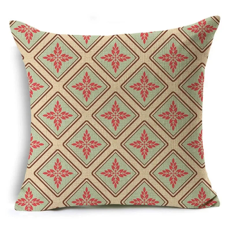 Axyaa Retro Geometry Linen Pillowcase - 45*45cm