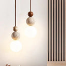 Axyaa Nordic LED Pendant Light with Yellow Stone White Glass - Modern Kitchen Bedside Fixture
