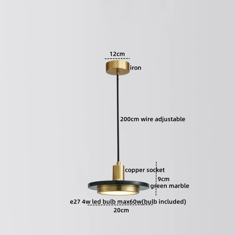 Axyaa Copper Marble LED Pendant Light Modern Design for Dining Living Room