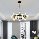 Axyaa Black Gold Chandelier with Double Glass Lampshade for Elegant Lighting