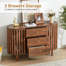 Axyaa Fluted Wooden Sideboard Buffet with Drawers and Shelves