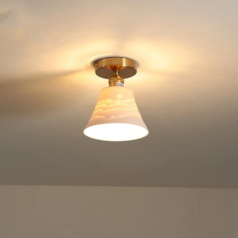 Axyaa Modern Ceramic LED Ceiling Lamp White for Porch & Balcony